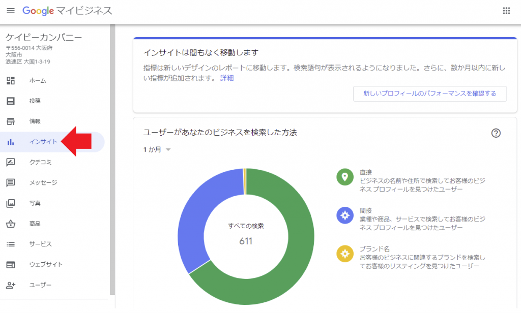 Googleマイビジネスの運用 インサイトの確認