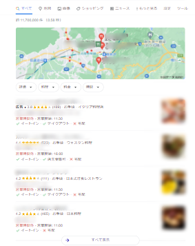 ローカルスナックパック表示例「軽井沢　レストラン」