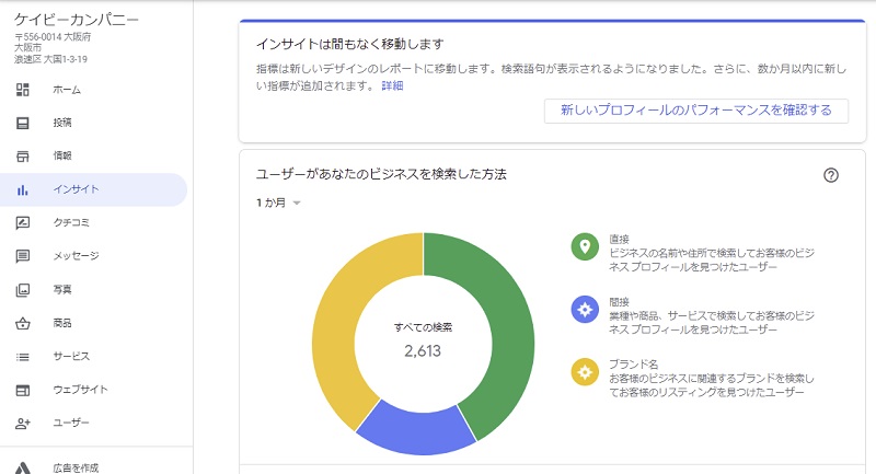 インサイトの画面